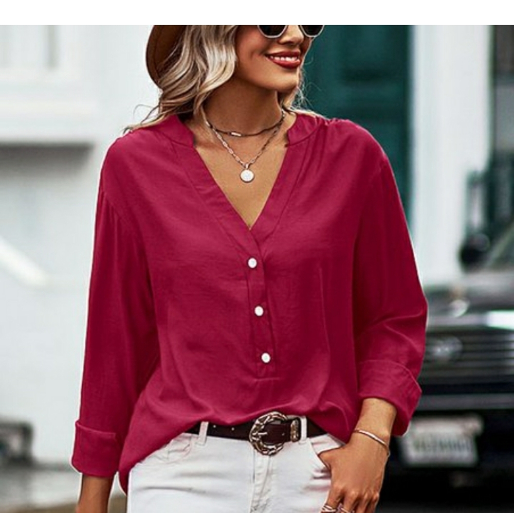 NY Collection Button Down Blouse - Picture 6 of 7